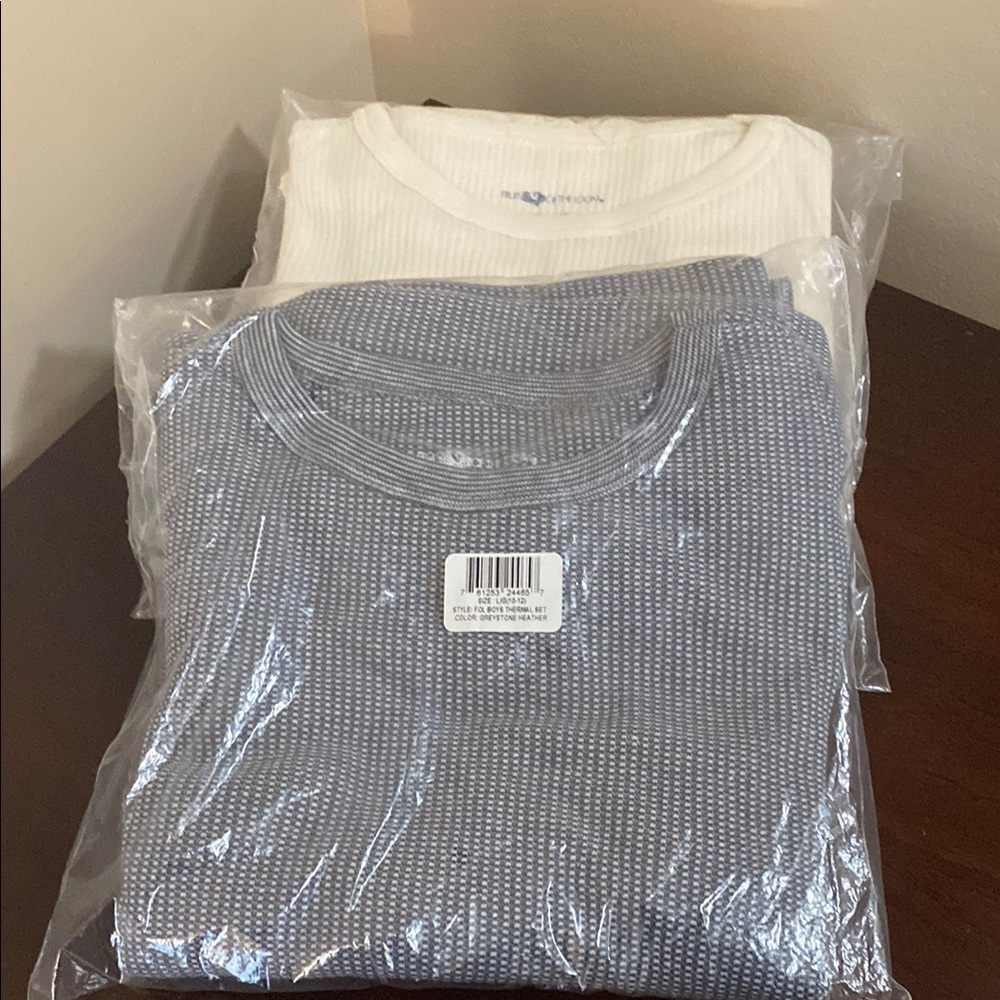 Fruit of the Loom Kids Thermal Shirt and pants set - White and Gray